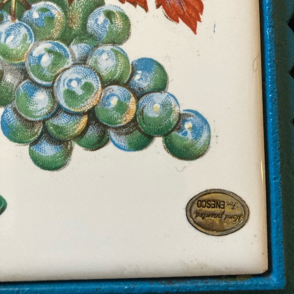 Vintage Enesco Wine and Grapes Tile Trivet - Picture 6 of 8